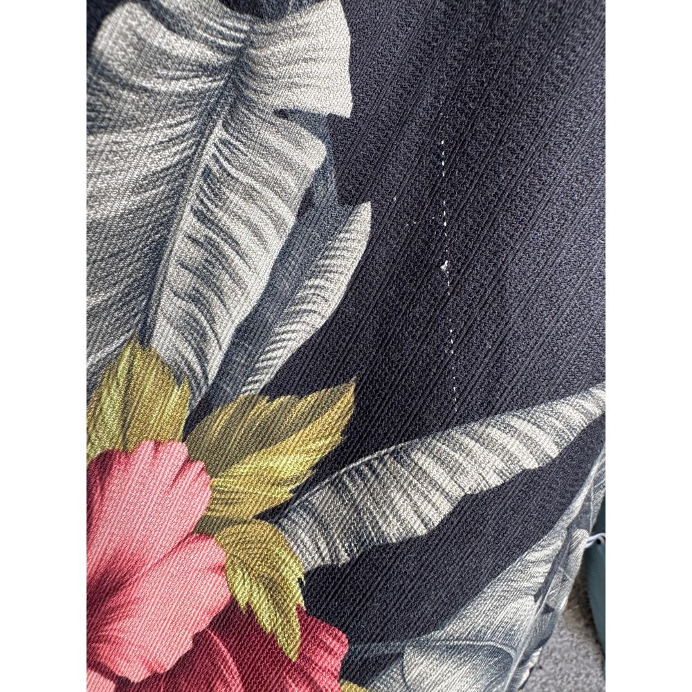Tommy Bahama Silk Wool Tropical Floral Wrap Sarong Skirt XL Hawaiian Black Luau - Picture 7 of 9
